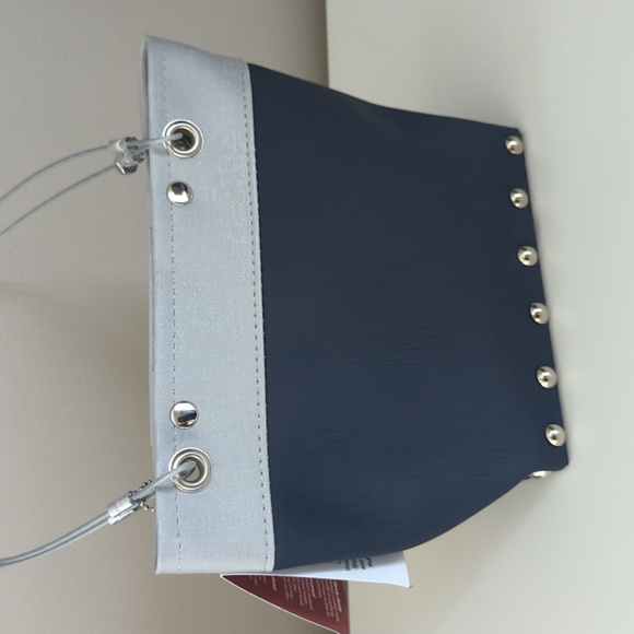 NWT Hardware By Renee Navy Gray Studded Shoulder Bag - Picture 4 of 7